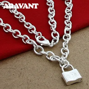 Fashion Jewelry Lock Pendant Pendant Necklace for Women in 925 Sterling Silver