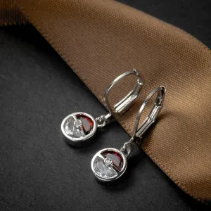 Fashion Jewelry Red Round Drop Earrings for Women with Zircon in Silver Color