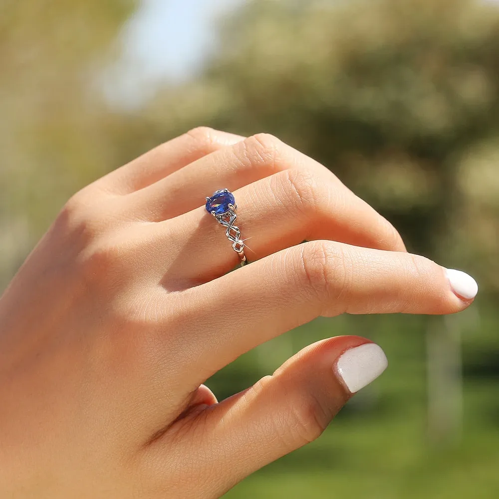 Fashion Jewelry Romantic Blue Oval Cut Cubic Zircon Cocktail Ring for Women