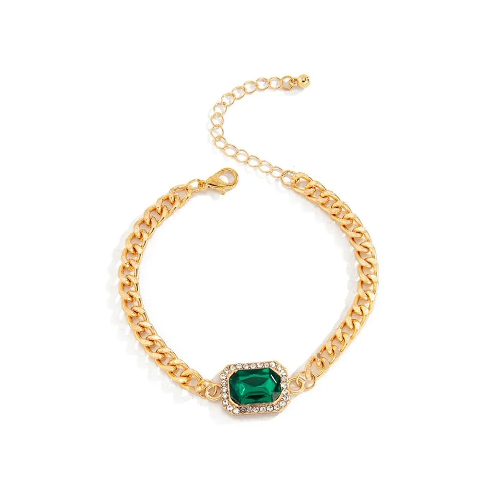 Fashion Jewelry Simple Green Radiant Cut  Bracelet for Women as Birthday Gifts