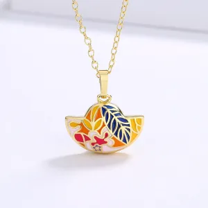 Fashion Jewelry Small Color Enamel Pendant Necklaces for Women in Gold Color