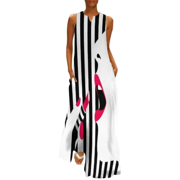 Fashion Long Dress Sleeveless Loose Casual African Women Dress Party Evening Robe Femme Beach Dress Beach Vestidos Max Holiday