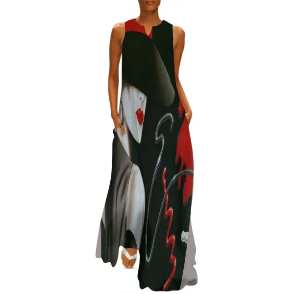 Fashion Long Dress Sleeveless Loose Casual African Women Dress Party Evening Robe Femme Beach Dress Beach Vestidos Max Holiday