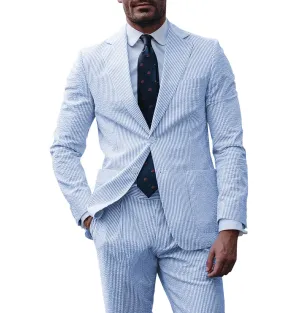 Fashion Men's 2-Pieces Striped Flat Notch Lapel Suit(Blazer Pants)