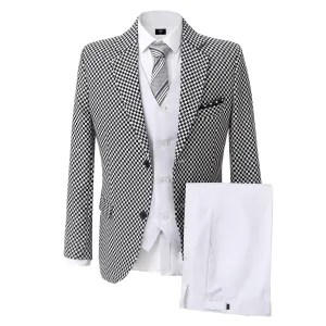 Fashion Men's 3 Pieces Plaid Notch Lapel Suit Men for Wedding Or Party (Blazer vest Pants)