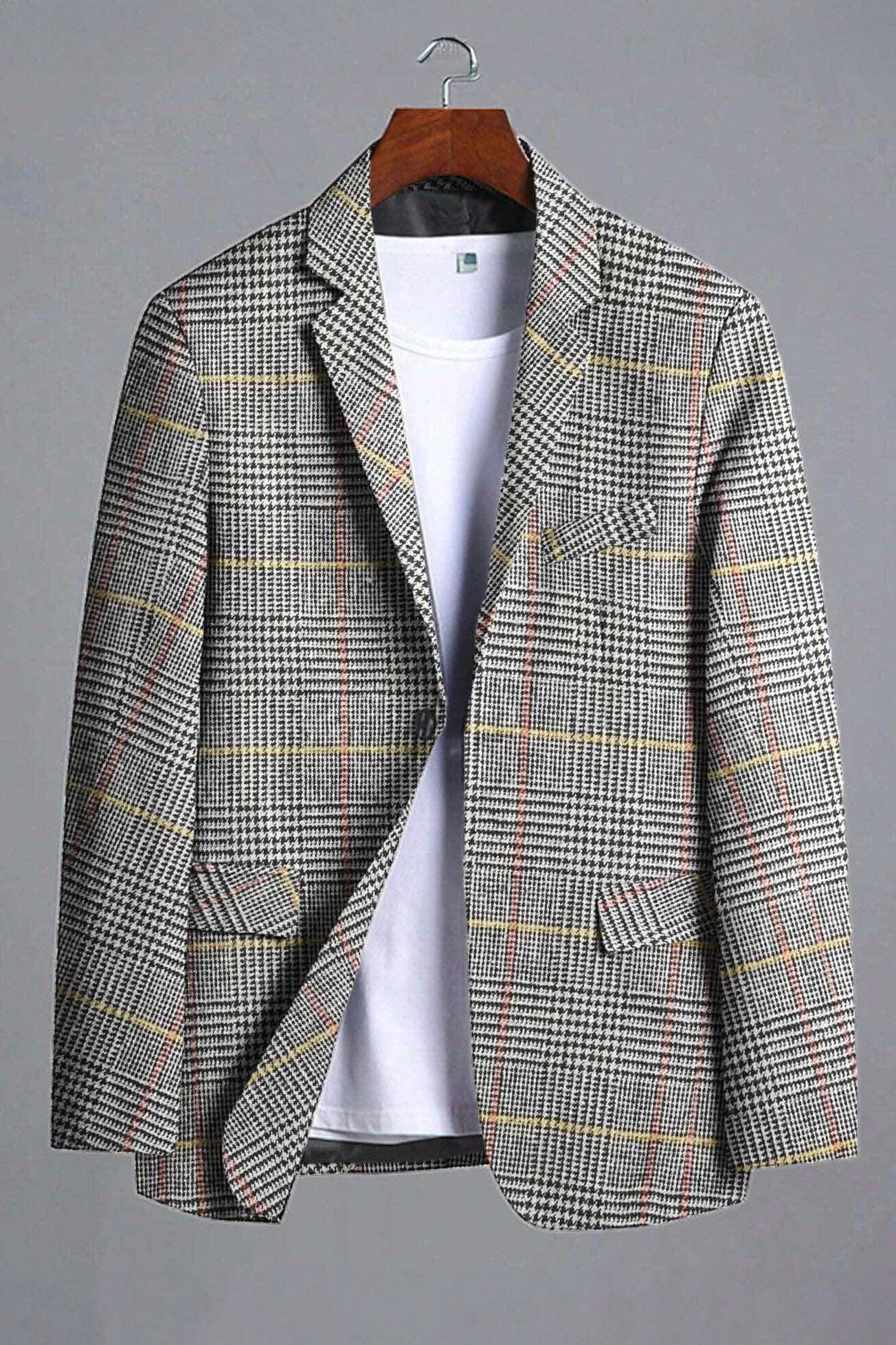 Fashion Men's Gingham Style Winter Blazer