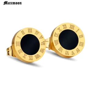 Fashion New Stainless Steel Acrylic Crystal Stud Earrings for Women Jewelry Vintage Roman Numerals Smmaallye Earring 2021