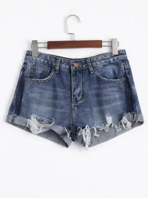 Fashion Ripped Cutoffs Denim Shorts