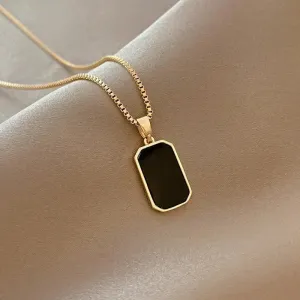 Fashion Square Rectangle Necklace Korean Black Geometric Pendant Collar Neckchain Women's Jewelry Gift Party