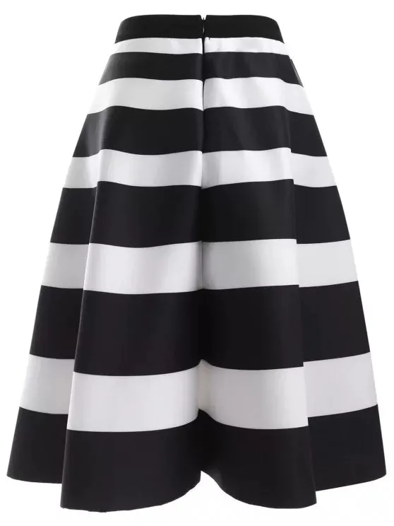 Fashion Striped High Waisted Skirt