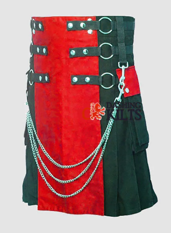 Fashion Tactical Red & Black Hybrid Kilt