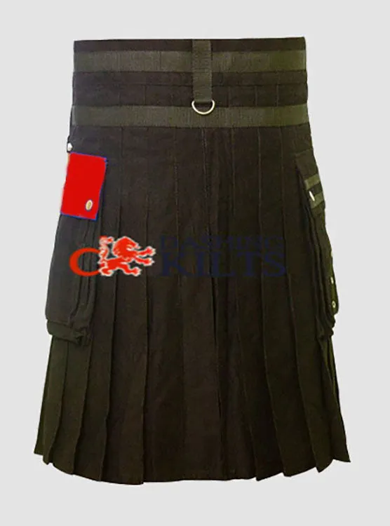 Fashion Tactical Red & Black Hybrid Kilt