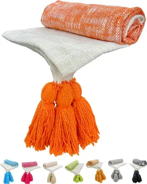 Fashion Throw Cotton Sofa Throws for 3 Seater | Soft Chenille Sofa Throw | Throws for Sofa and Couch | Throw Blanket (Size : 50x60 inch) (Orange)