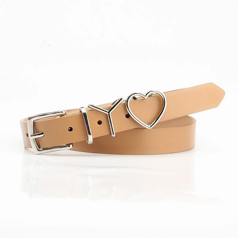 Fashion Trendy Fashion Joker Letter Iy Heart Buckle Decorative Suit Clothes Pant Belt