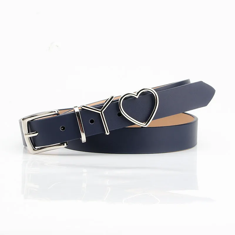 Fashion Trendy Fashion Joker Letter Iy Heart Buckle Decorative Suit Clothes Pant Belt