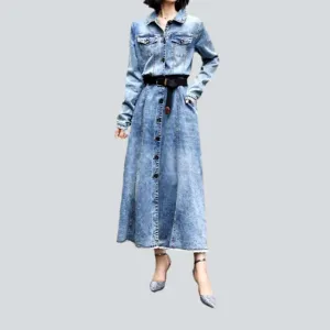 Fashion vintage long denim jacket