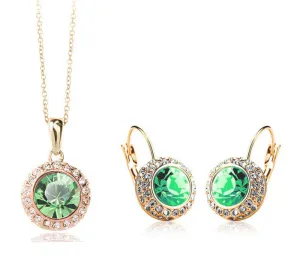 Fashion White Gold Plated Crystal Pendants Necklace/Earrings Wedding Jewelry Sets For Women