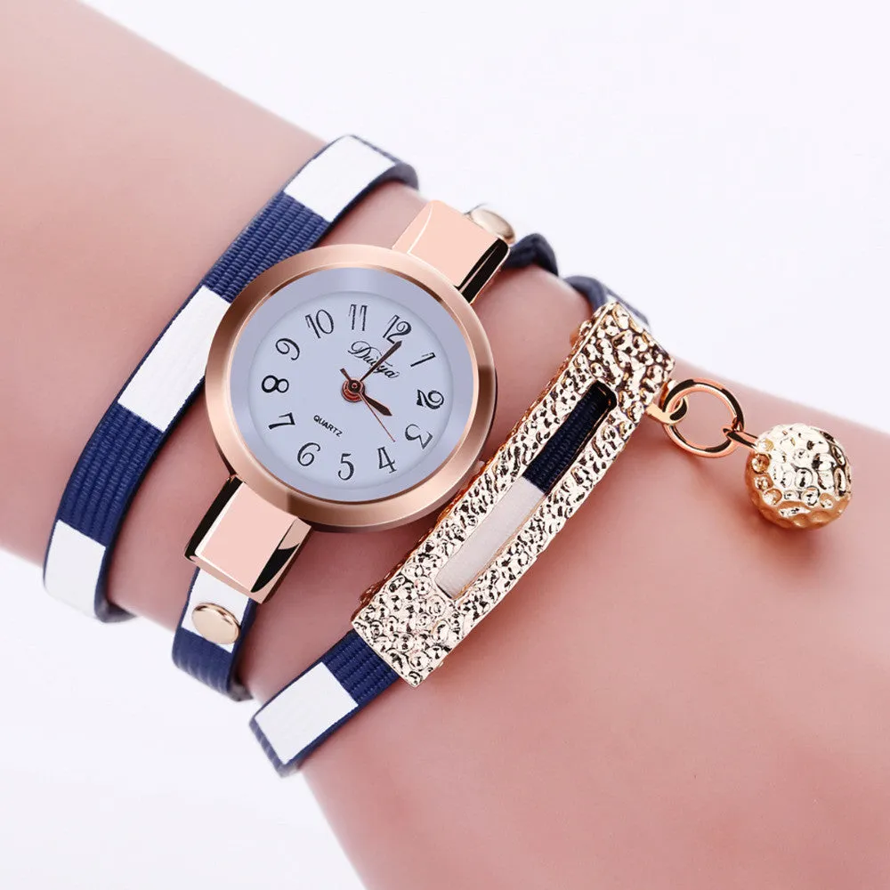 Fashion Women Leather Bracelet Watch Luxury Brand Quartz Watch