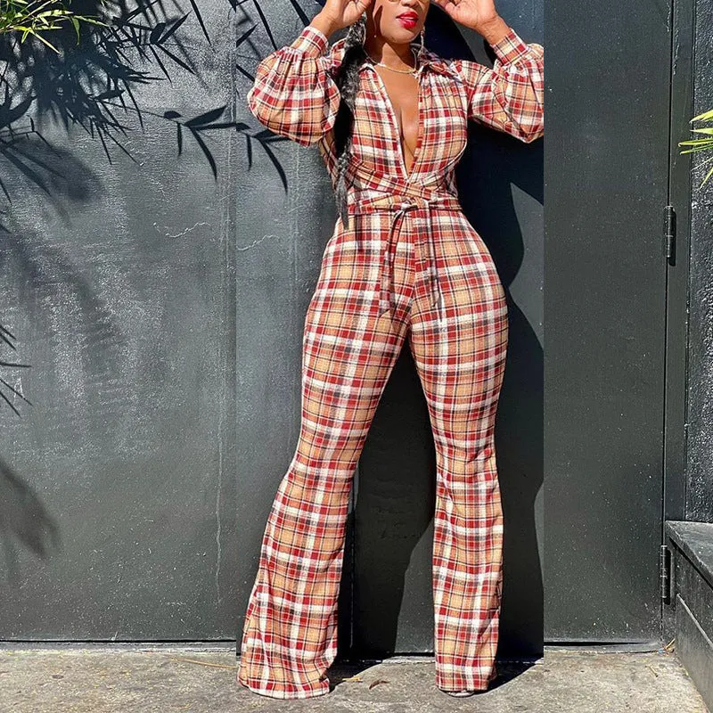 Fashion Women's Wear Long Sleeve Printed Checks Suit