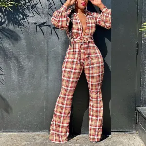 Fashion Women's Wear Long Sleeve Printed Checks Suit