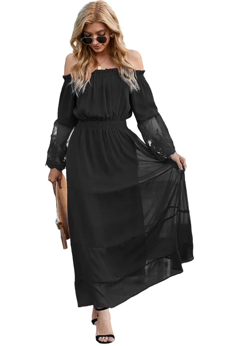 Fashionable All-match Off-shoulder Dress Women