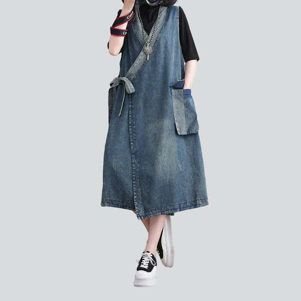 Fashionable asymmetric denim dress