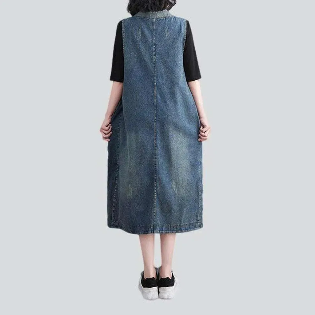 Fashionable asymmetric denim dress