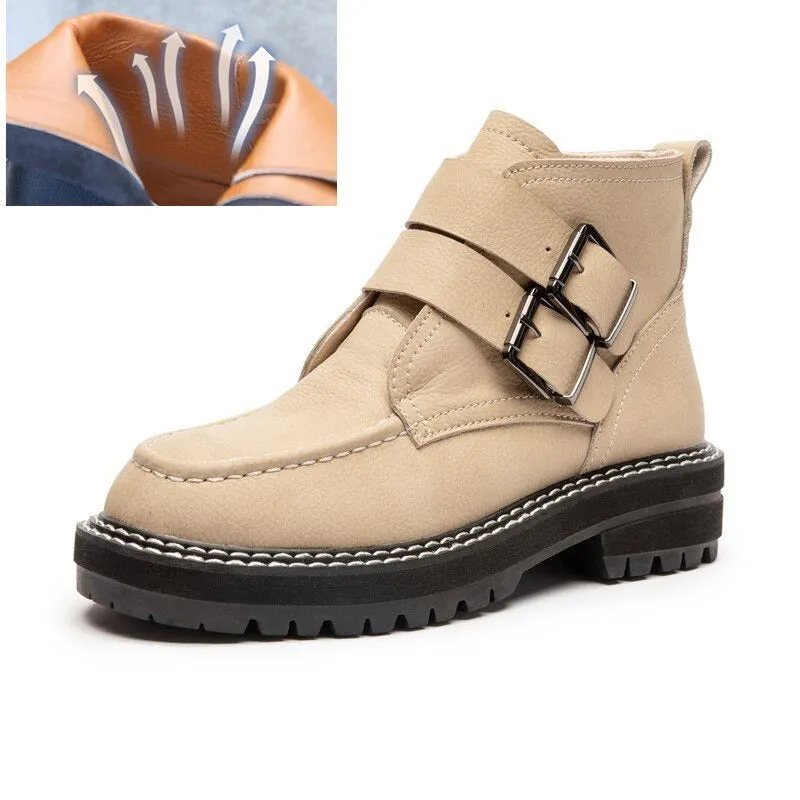 Fashionable Buckle Strap Ankle High Boots for Women