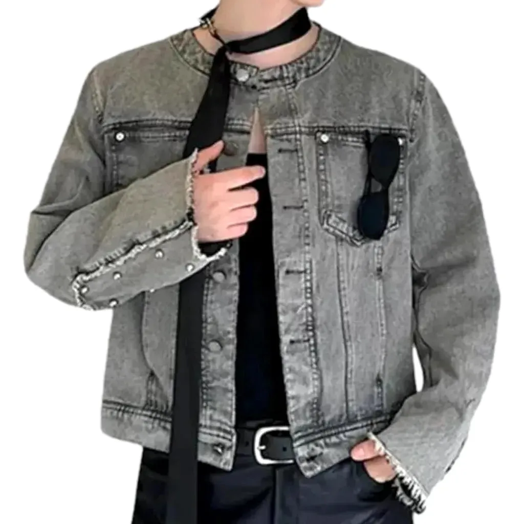 Fashionable grunge men's denim jacket