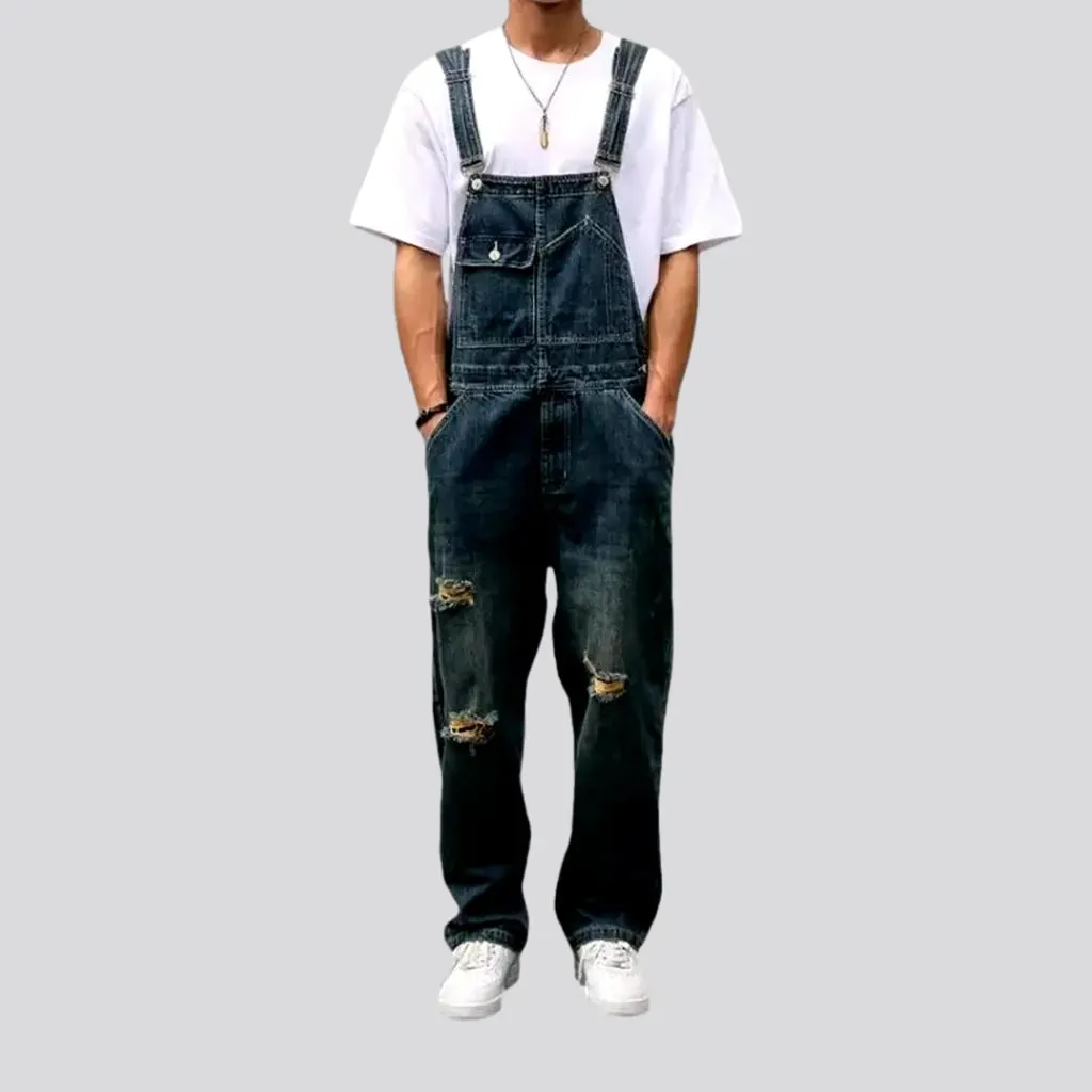 Fashionable loose men's jeans dungaree