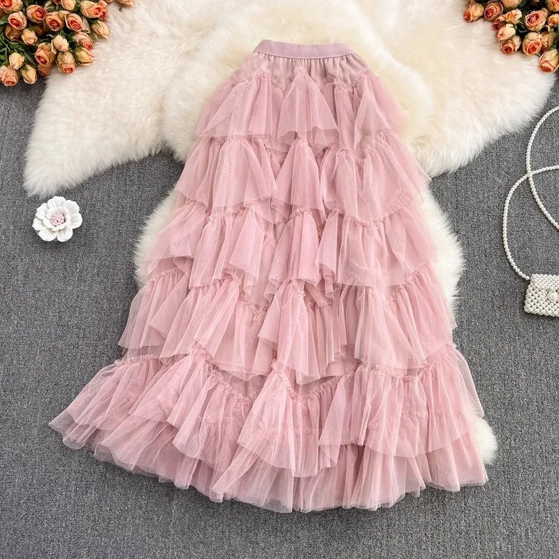 Fashionable skirt mid-length elastic waist half skirt irregular skirt     S4160