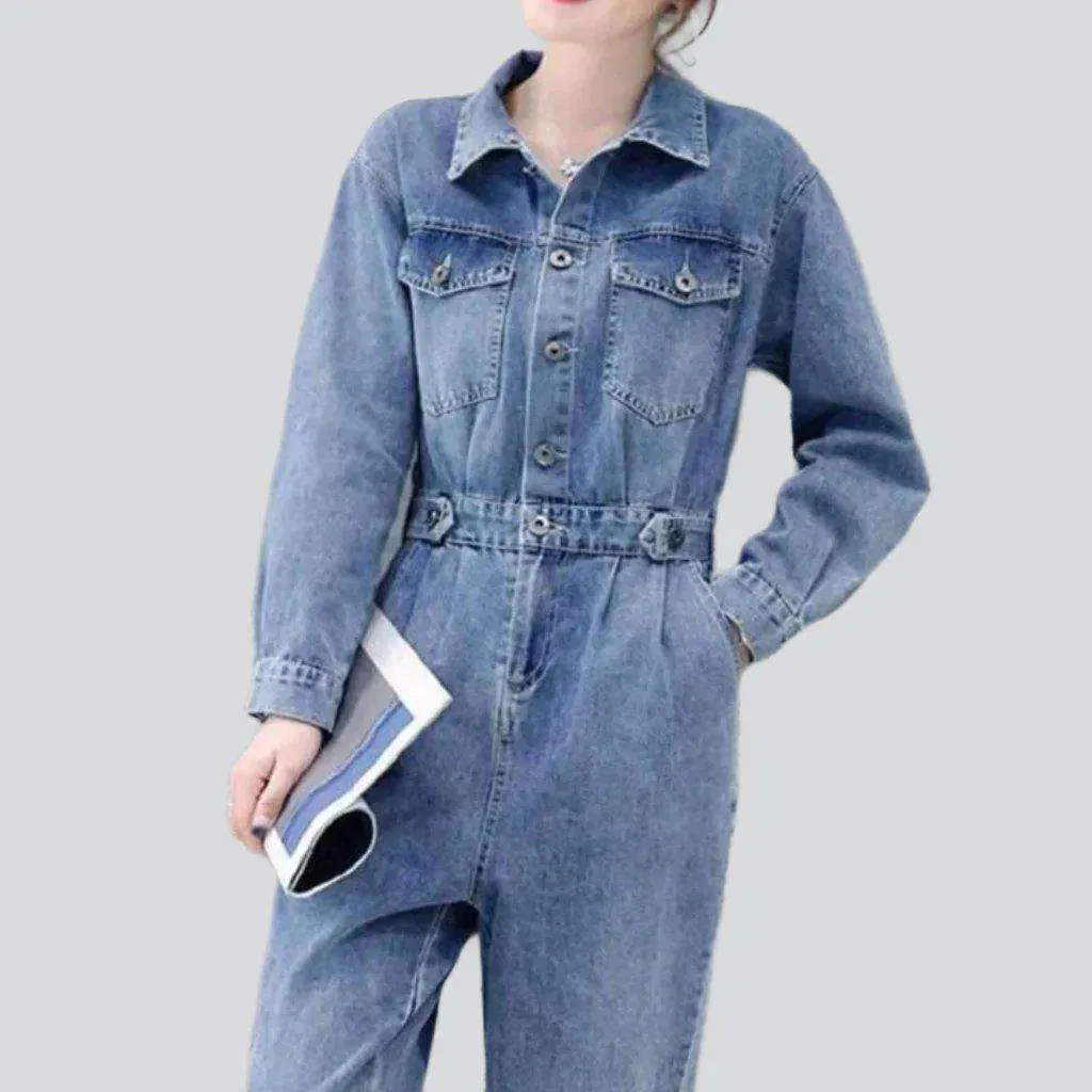 Fashionable women's denim jumpsuit