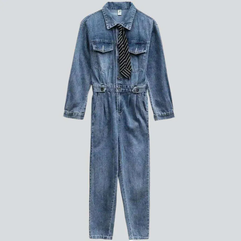 Fashionable women's denim jumpsuit