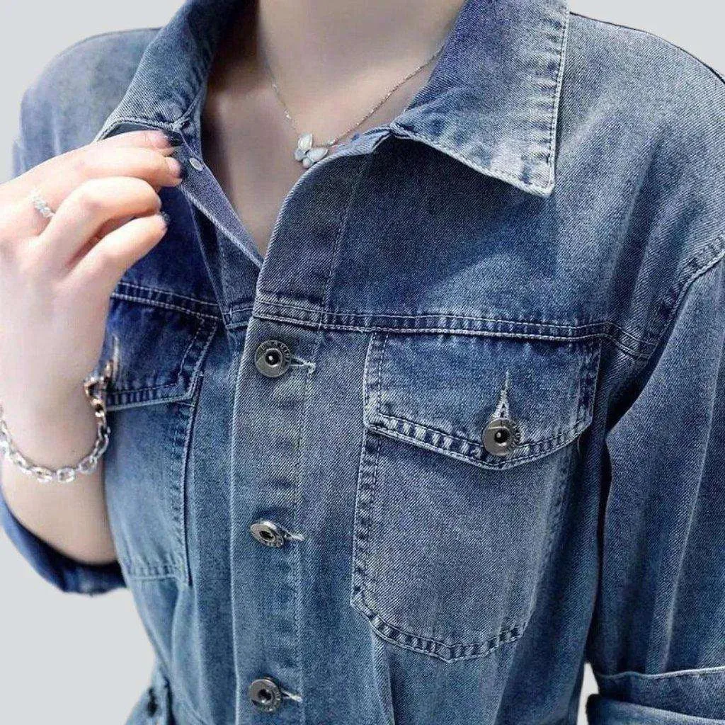 Fashionable women's denim jumpsuit