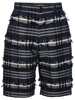 Fast Shorts - Navy Black Fringe Checks