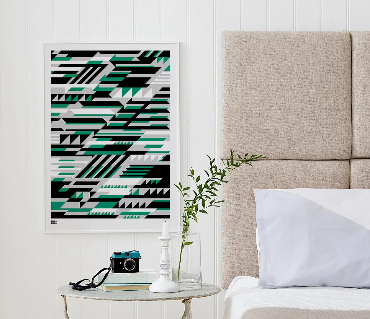 'Faster' Geometric Art Print in Emerald Green