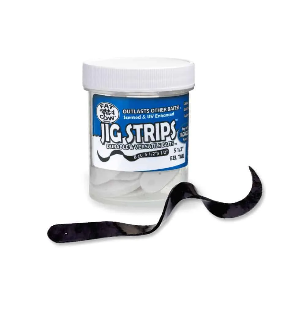 Fat Cow Jig Strips Eel Tail 5 1/2"- 8 ct Squid Scented