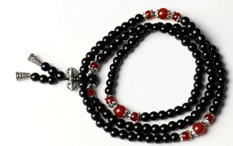 Fatpig Negro Color de Ojo de Tigre Crystal Tíbet Budista Buda Meditación 108 Prayer Bead Mala Pulsera/Collar