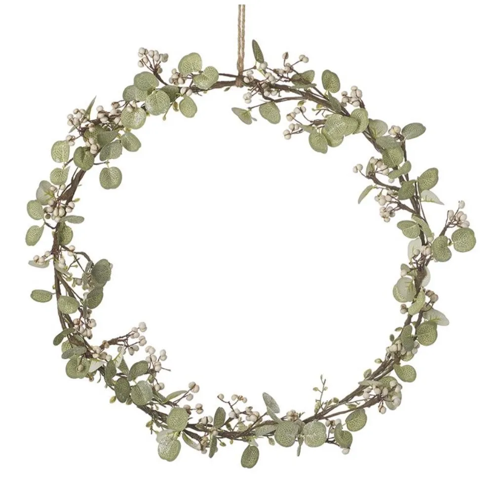 Faux Foliage - Eucalyptus And Mistletoe Wreath