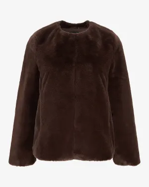 Faux Fur Coat in Espresso