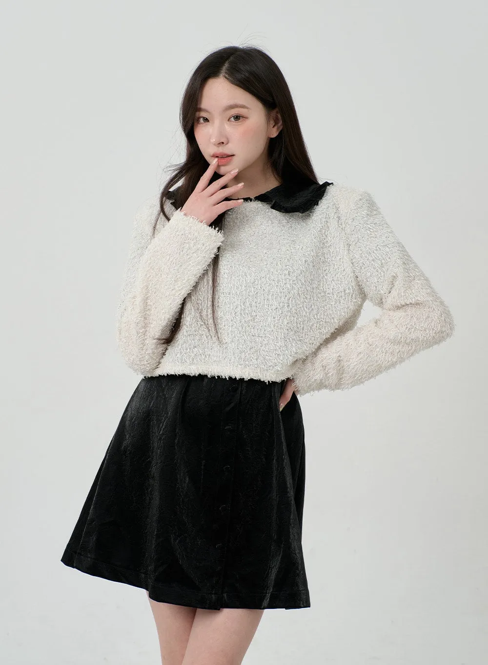 Faux Fur Cropped Knit BD12