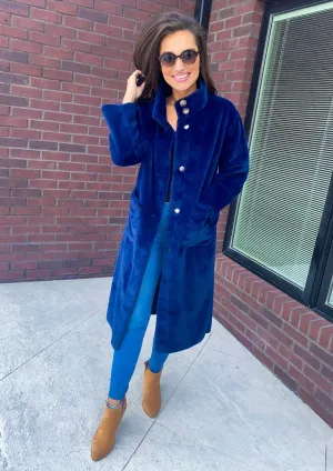 Faux Fur Long Coat With Pockets