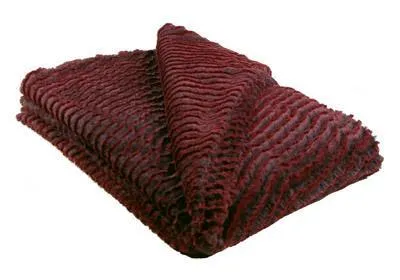 Faux Fur Throws- Desert Sand in Crimson, Midnight and Charcoal