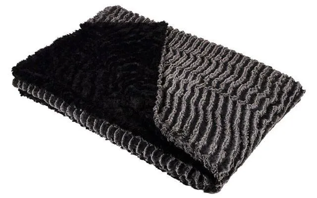 Faux Fur Throws- Desert Sand in Crimson, Midnight and Charcoal