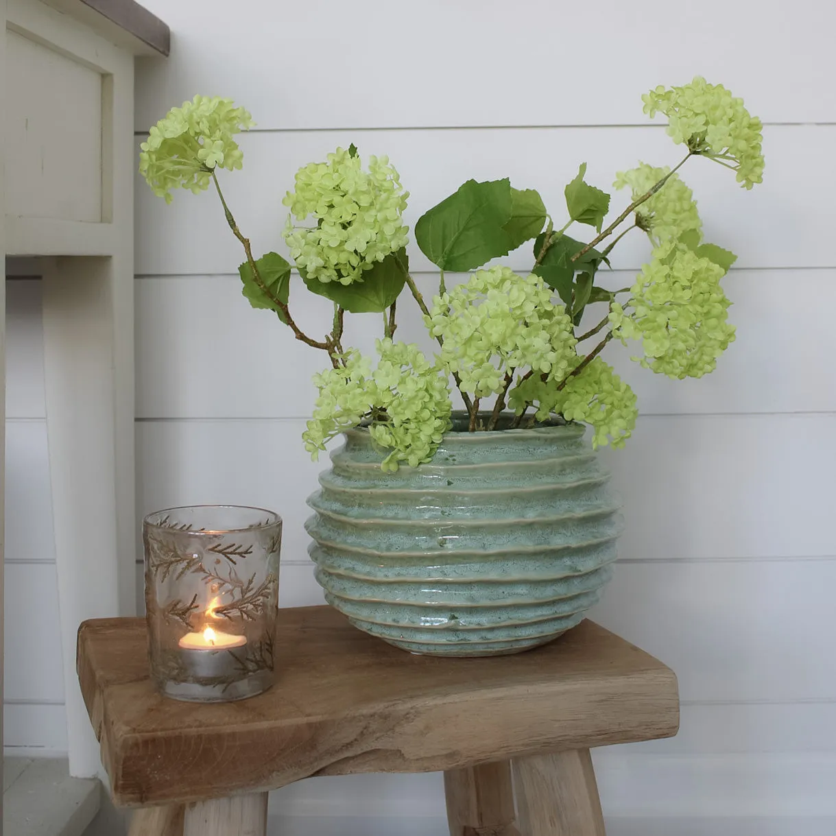 Faux Green Viburnum Spray