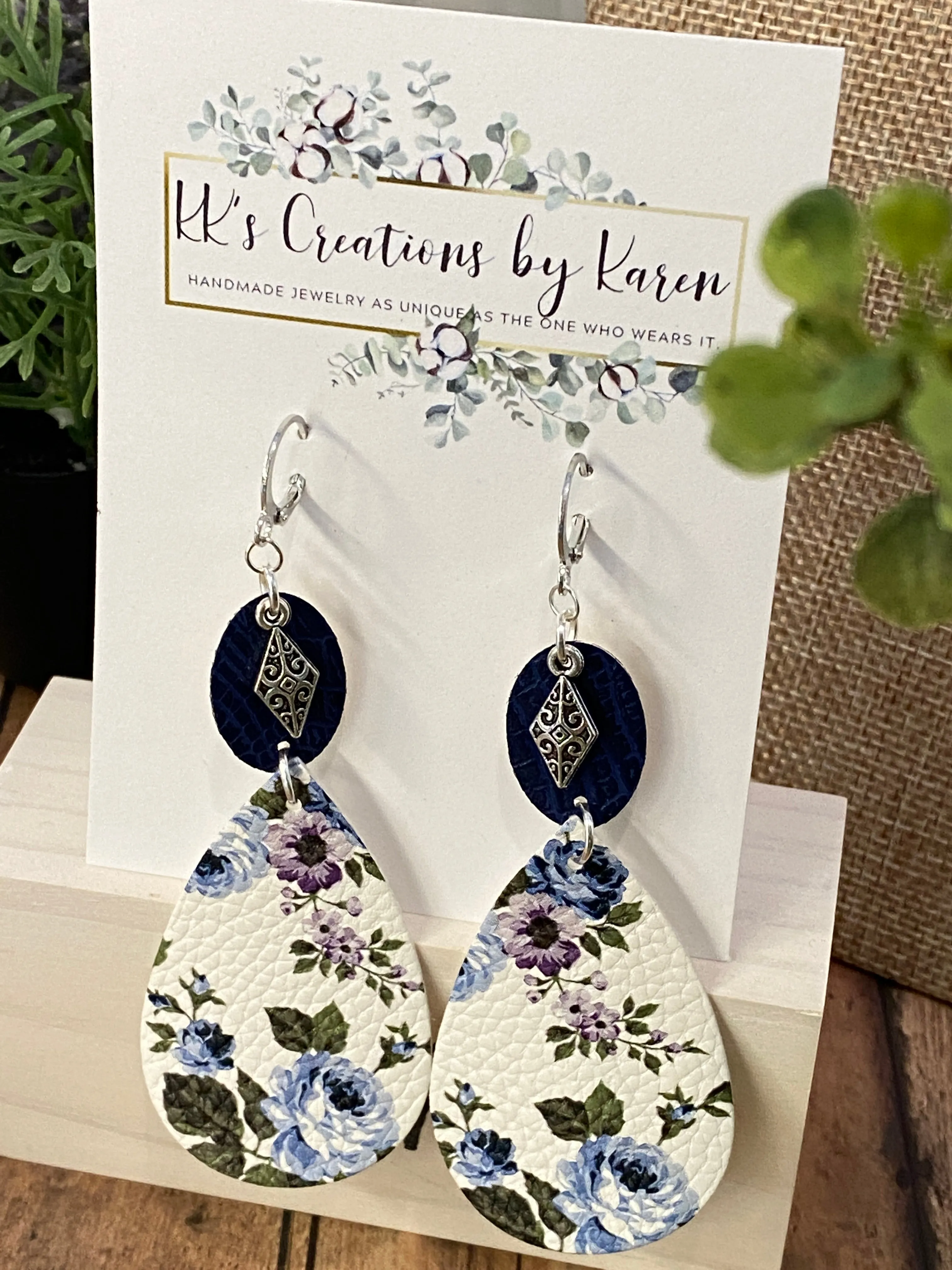 FAUX Leather Floral Earrings (EA0064)