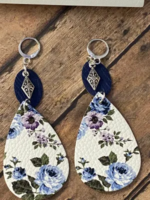 FAUX Leather Floral Earrings (EA0064)