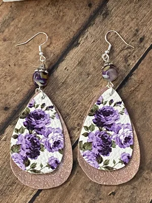 FAUX Leather Floral Earrings (EA0068)