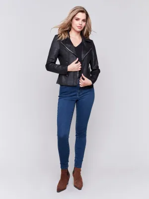 FAUX LEATHER MOTO JACKET