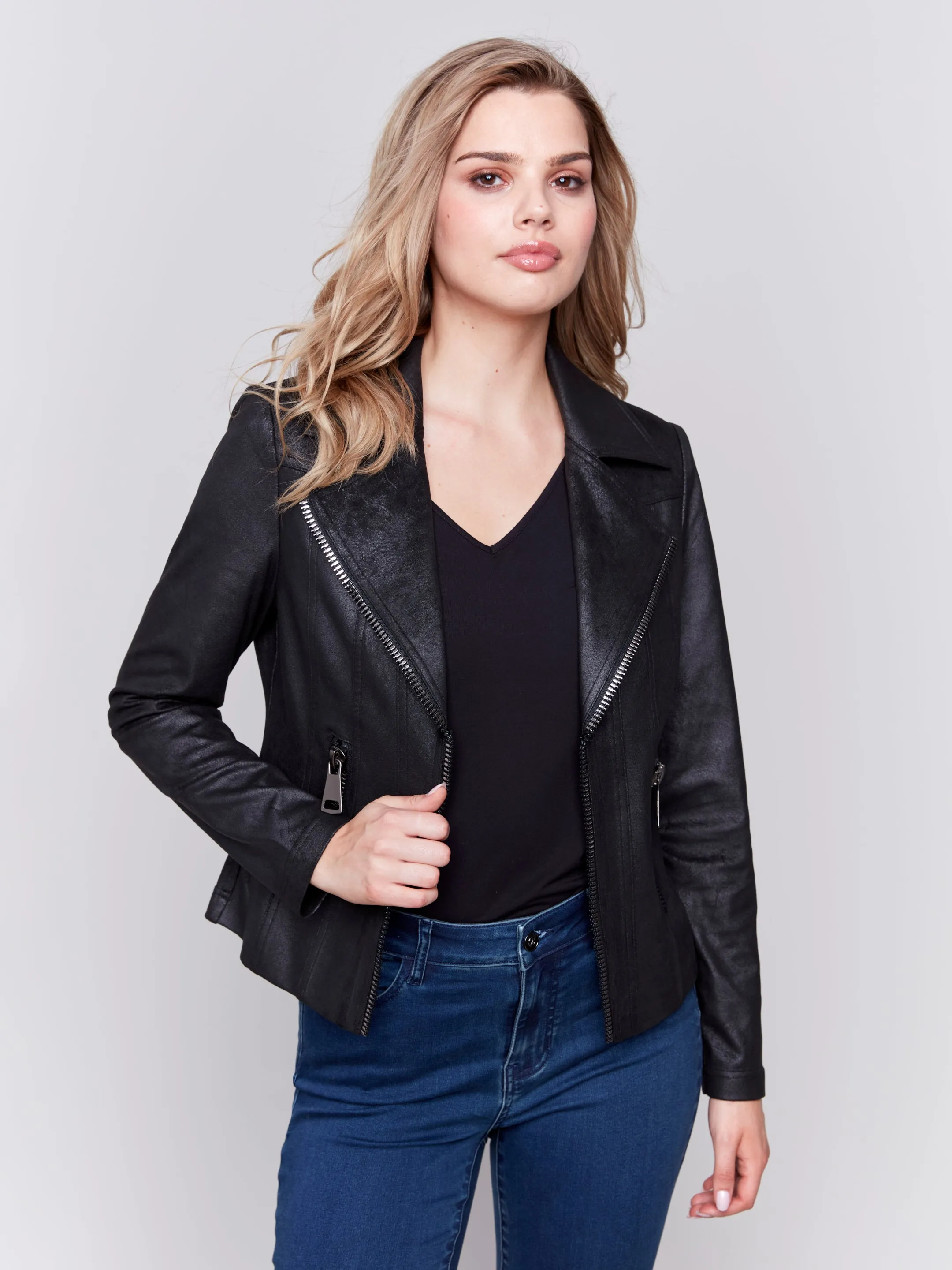 FAUX LEATHER MOTO JACKET